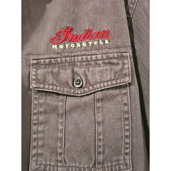Indian Motorcycle Shirt Men L Gray Red Graphic Biker Moto Casual Utility Field - Picture 6 of 14